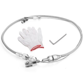 Spurtar 24" Universal Throttle Cable Stainless Steel Braided Covering Locking Kit with Aluminum Fitting & Ferrule, Accelerator Adjustable Throttle Cable Automotive Replacement Part