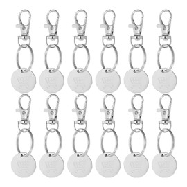 PATIKIL Shopping Trolley Token Key Ring, 12 Pack Stainless Steel Grocery Cart Remover Coin Keychains Unlock Release Key for Meters, Change, Silver Tone