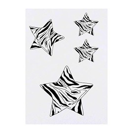 4 x 'Zebra Print Star' Temporary Tattoos - Water Resistant, Skin-Safe, Non-Toxic Transfers, Mixed Sizes (TO00016195)