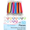 Fiada 50 Pcs Coil Lanyard Bulk Retractable Spiral Coil Keychain