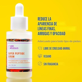 Good Molecules Super Peptide Serum - Suero facial antienvejecimiento con péptidos y tripéptidos de cobre para rellenar y reafirmar - Cuidado de la pie
