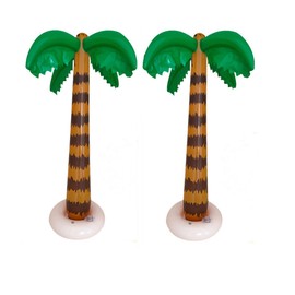 2 Pack Inflatable Palm Tree Beach Pool Toys for Tropical Hawaiian Luau Party Summer Pool Beach Party Outdoor Indoor Decorations (2pcs Palm Tree)