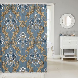 Feelyou Adults Gothic Vintage Floral Damask Shower Curtain,Antique Victorian Baroque Fabric Shower Curtain,Bohemian Floral Damask Bathroom Waterproof Accessories with 12 Hooks,Damask Curtains 72"x78"