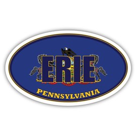 Erie City Pennsylvania State Flag | PA Flag Erie County Oval State Colors Bumper Sticker Car Decal 3x5 inches