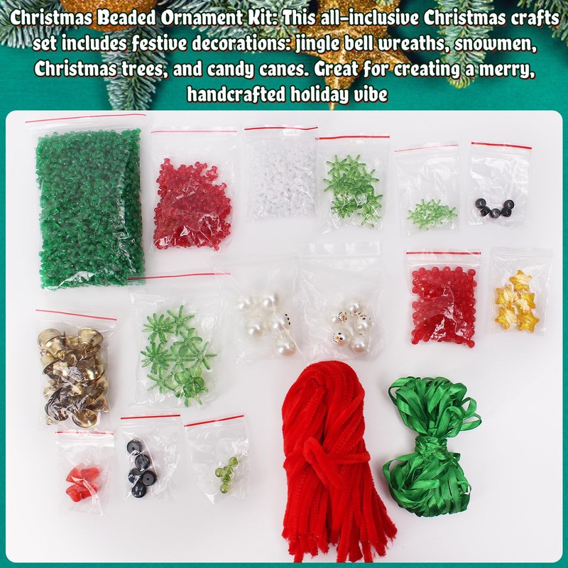 AWHETIE Christmas Crafts for Adults,40 Sets Beaded Ornament Kit,Including 20