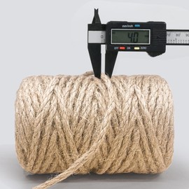 ​​​​​​​​Jute Rope 4mmX120FT, ​​Rope for Crafts Projects Cat Scratcher Scratching Post Tree Gift Wrapping Arts & Crafts Home Decoration Packing Material Christmas Twine Bulk Heavy-Duty (Brown)