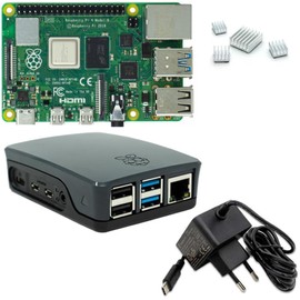 Raspberry Pi 4 4GB Starter Kit | 5V 3A USB-C Power Supply | Housing Black | Heatsink | Raspberry Pi 4 Model B 4 GB RAM