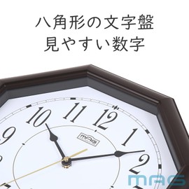 MAG(マグ) 掛け時計 八角形 アナログ オクターゴ 静音 連続秒針 ブラウン W-287BR-Z