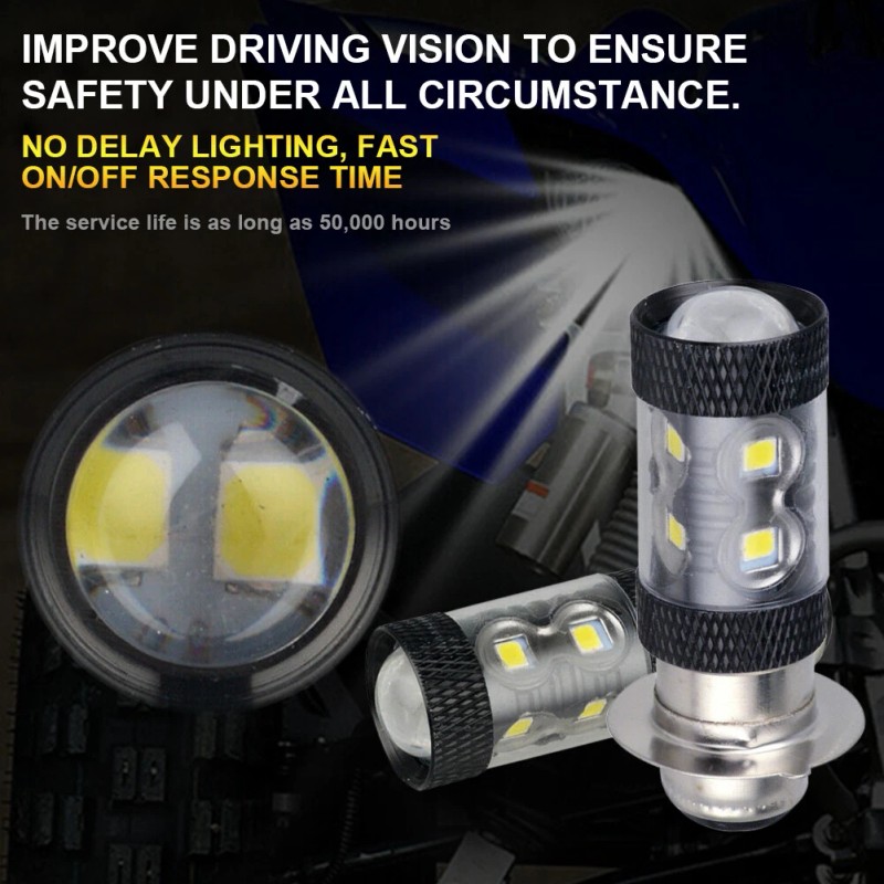 YCY 2Pcs 6000K White H6M LED Headlights For Yamaha YFZ450R