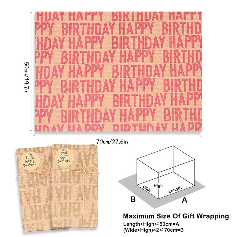 Happy Birthday Wrapping Paper For Boys Men Women Girls Kids,Recycled