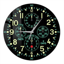 Timethink 12 Inch ''Flying Fortress'' Aircraft Clock, Aviation Altimeter Instrument Wall Clock Modern Airplane Dashboard Wall Watch Clock Silent Battery Operated for Bedroom Aviator Pilots Gift