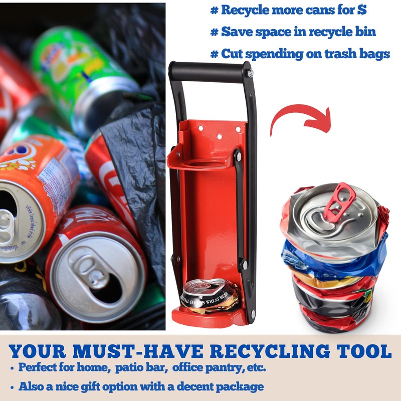 MinliGUY Aluminum Can Crusher, Heavy Duty Can Crusher Wall Mounted,
