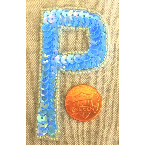Unknown Letter P Sequin & Glass Bead Applique 2 3/4"