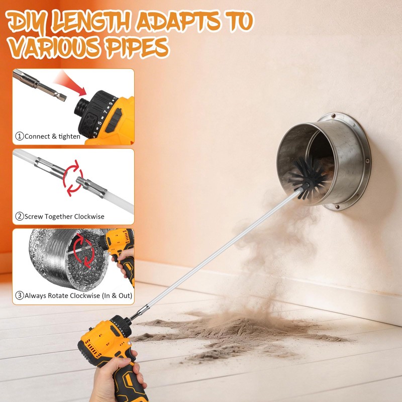 MAGICLULU 20 Feet Chimney Sweep Brush Kit - 15 Flexible