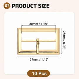 uxcell 10Pcs Single Prong Belt Buckle, 0.79" Zinc Alloy Adjustable Rectangle Movable Centre Bar Roller Buckles for Purse Bag Leather Craft Accessories, Gold