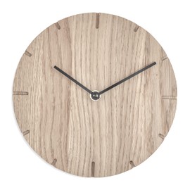 Natuhr Wall Clock Untreated Oak Wood Solid 20 cm Mini Solid Wood Silent U.T.S. Clock Movement (Untreated Oak, Black Hands)