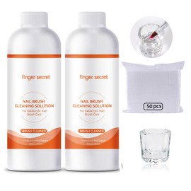 BEVINAS Nail Brush Cleaner 2 packs Nail Brush Cleaner for Gel Polish Nail Brush Cleaner Liquid for Acrylic with Glass Cup Nail Cleaning pads for DIY Salon at Home 4 Fl.Oz