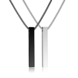 AYNKH Mens Necklace Stainless Steel Silver and Black Men's Necklaces Bar Pendant Necklace for Men Women Couples Elegant Simplicity Chain Necklace