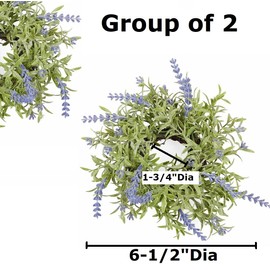 Factory Direct Craft Group of 2 Artificial English Lavender Candle Rings Mini Wreath Rings for Easter Decorating and Spring Displays