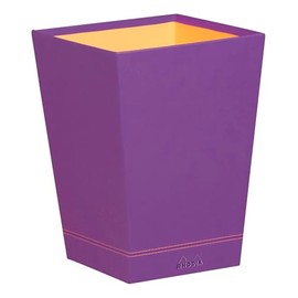 RHODIA 318920C - Purple Waste Paper Bin - 24x24x32 cm - Orange Saddle Stitching - Faux Leather Exterior - Rhodiarama Home Office Collection - Office Organization & Designer Storage