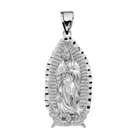 Claddagh Gold Religious Jewelry Sterling Silver Blessed Mother Mary - Our Lady of Guadalupe Pendant