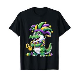 Cute Mardi Gras Alligator Jester Hat Carnival Parade Costume T-Shirt