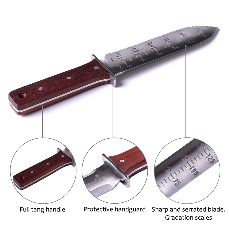 Hori Hori Knife - Landscaping, Digging, Weeding, Cutting, Planting Gardening