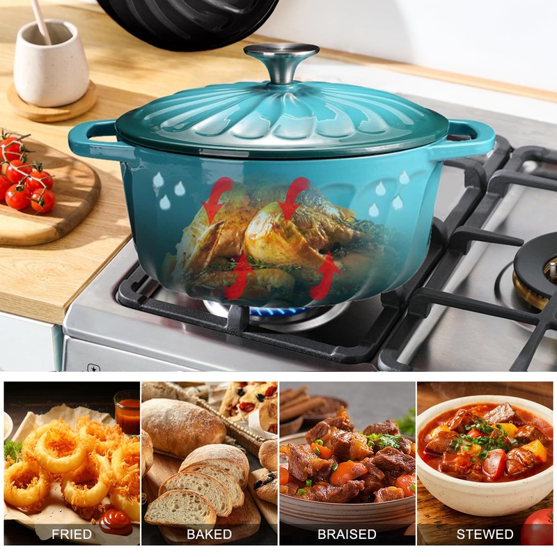 Enameled Cast Iron Dutch Oven with Lid, 3 QT Cast