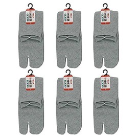 Tabiya Women's Antibacterial Deodorizing Crew Length Tabi Socks, Set of 6 Pairs (Women's, Made in Japan, Socks) 8.7 - 9.8 inches (22 - 25 cm), gray