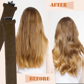 3 Stück Lockenwickler ohne Hitze, Lockenwickler ohne Hitze, Lockenwickler mit Stirnband, keine Hitze, Locken über Nacht für langes Haar (braun)