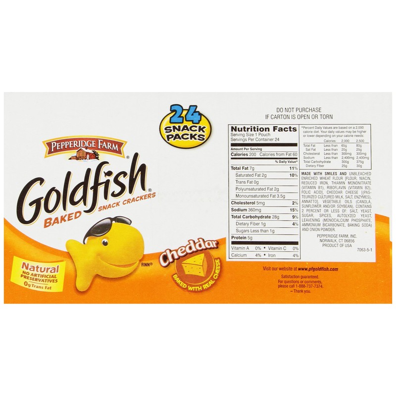 Pepperidge Farm Goldfish, Cheddar, 1.5 Ounce Bags (Pack of 24)
