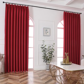 RAIN CITY Red Light Blocking Thermal Insulated Windows Drapes Pinch Pleat Curtain 84 Inch Long for Hotel Outdoor Energy Saving 52 X 84 One Panel Easy Hanging Via Hooks