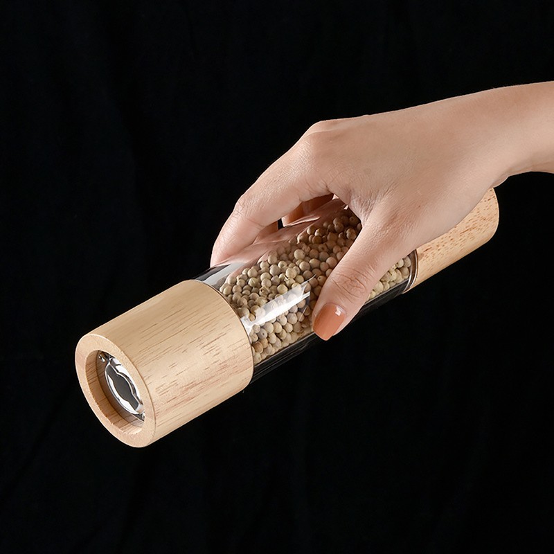 Manual Pepper Grinder Multifunctional Efficient Grinding Oak Patchwork Acrylic Pepper
