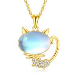 YFN Cat Necklace Sterling Silver Jewelry for Women Cat Jewelry Gifts, standard, Sterling Silver, Cubic Zirconia