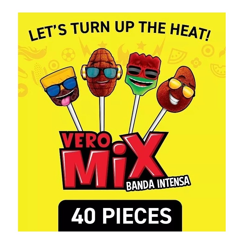 Vero Paletas Vero Mix Banda Fuego Lollipops total 40 Pieces