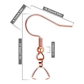 Earring Hooks 50PCS/25Pairs, Stainless Steel Rose Gold Ear Wires Fish Hooks, Hypo-allergenic Jewelry Findings Parts for DIY Jewelry Making