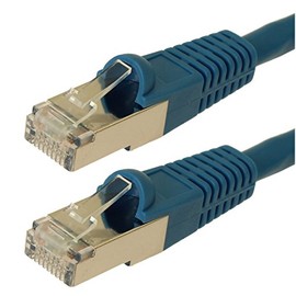 My Cable Mart 50ft Cat7 Shielded (SSTP) RJ45 Ethernet Patch Cord, Booted, Blue