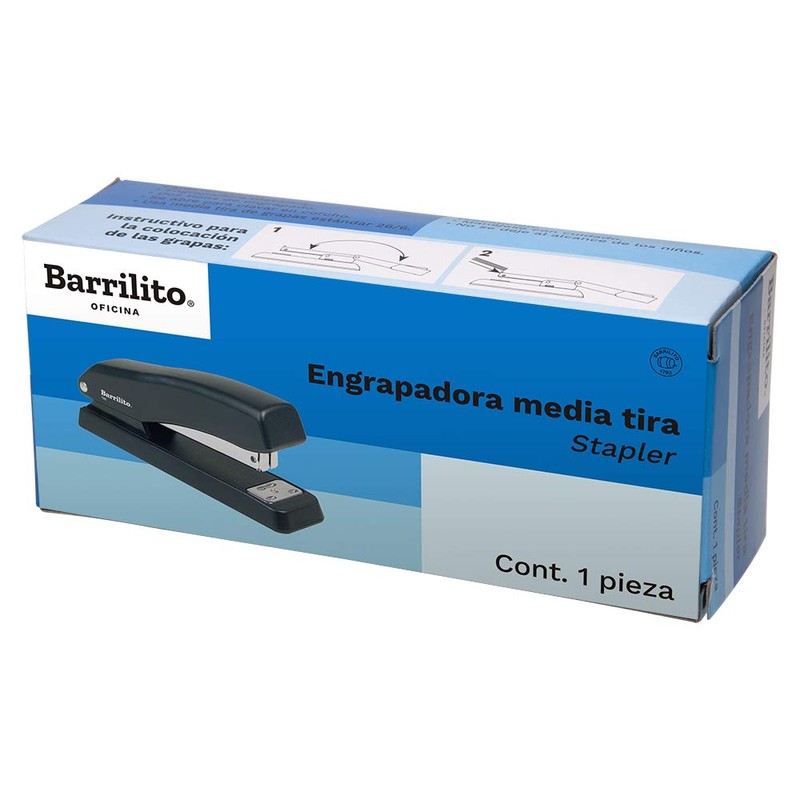 Barrilito 125 Engrapadora Media Tira de Cuerpo Plástico, Grapa Estándar