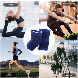 JUSDIQIR Knee Brace 2 Pack Knee Pads, 1 Pair Knee Braces Compression Sleeves For Women Men, Knee Protector for Knee Pain Joint Protect Knee Support For Sport Running Fitness Football Basketball (Blue)