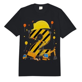 Two 2yr 2nd Birthday Construction Vehicles 2 Year Old Comfort Colors Adult Heavyweight T-Shirt