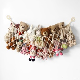 Cuddly Toy Net, Macrame Stuffed Toy Hammock, Hanging Storage Cuddly Toy Net, Cuddly Toy Net Organiser for Bedroom, Children's Room, White