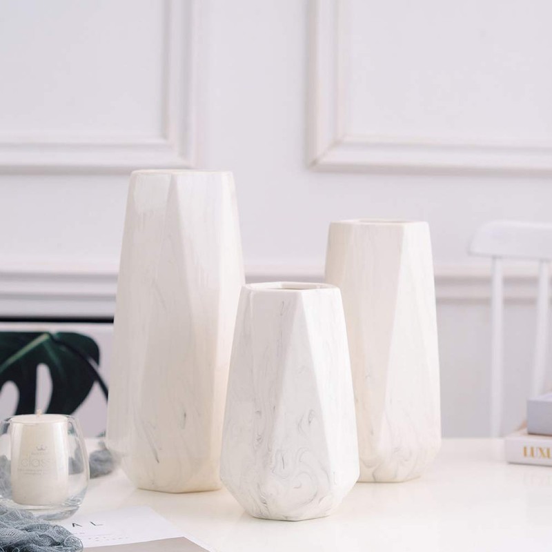 Hutoco 11.8 inches (30 cm) White Marble Flower Base Fashionable