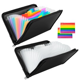 Receipt Organiser, 2 PCS Expanding Receipt Organiser Wallet with Label, Mini Receipt Holder File Organiser with Zipper Closure for Receipt Invoice Check Bill Tax Receipt