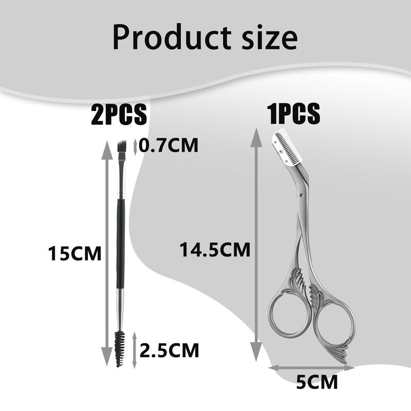3PCS Eyebrow Scissors with Comb, Eyebrow Scissors for Women and