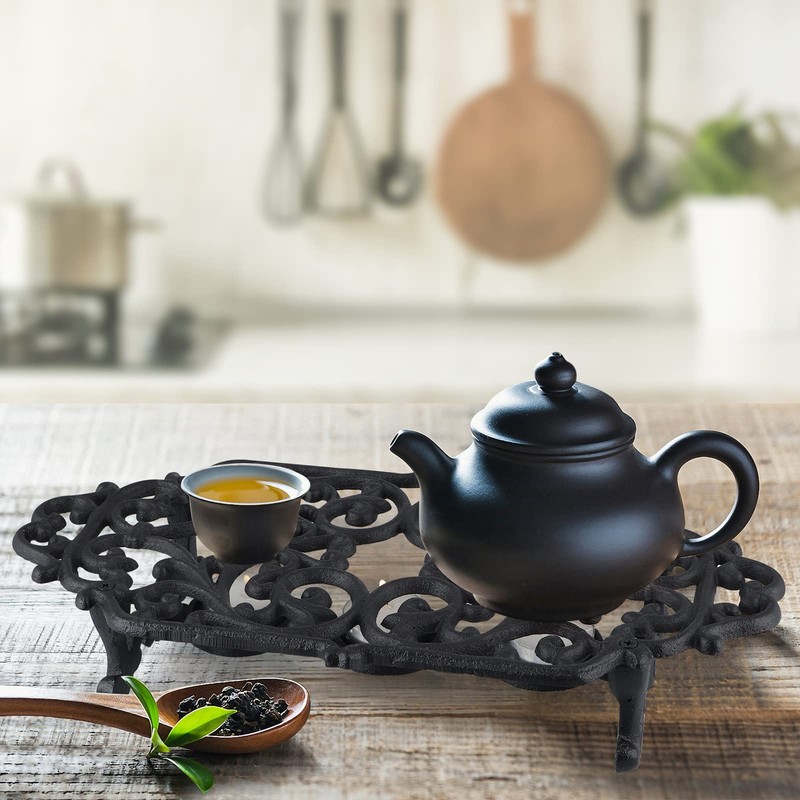 MOLIGOU Cast Iron Teapot Warmer, Teapot Warmer Stand with 3