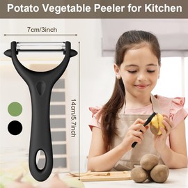AUAUY 2Pcs Potato Peeler, Y-Shaped Swivel Vegetable Peeler, Fruit Peeler for Kitchen, Non-Slip Grip Peeler, Ergonomic Handle Sharp Blade Stainless Steel Peeler（Green, Black）