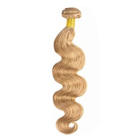 Hxxcoup Human Hair Bundles, Sew-in Bundles, Human Hair, Body Wave, Real Hair Wefts for Sewing, #27 Blonde Double Weft Extensions for Women, Minimal, Smell, Minimal Tangle, 24 Inches (61 cm)