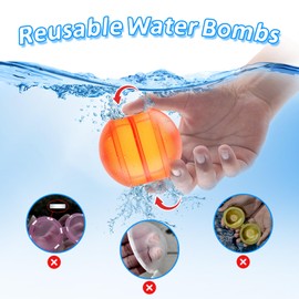 Pack of 12 Reusable Water Balloons, One Second Quick Fill Water Bomb Set, Easy to Store Pool Toy, Water Ball for Summer, Swimming Pool, Beach, Garden, Outdoor