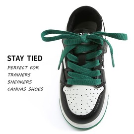 VSUDO 43 Inch Flat Dark Green Shoe Laces for Sneakers, Shoelaces for Sneakers, Replacements Shoe Strings for Women or Men (1 Pair-Blackish Green-110CM)