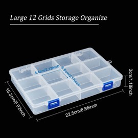 BENECREAT 4 Pack 12 Grid Plastic Storage Box Jewellery Box Compartment Organiser Earring Storage Container Transparent Plastic Bead Box (22.5 x 15.3 x 3 cm)